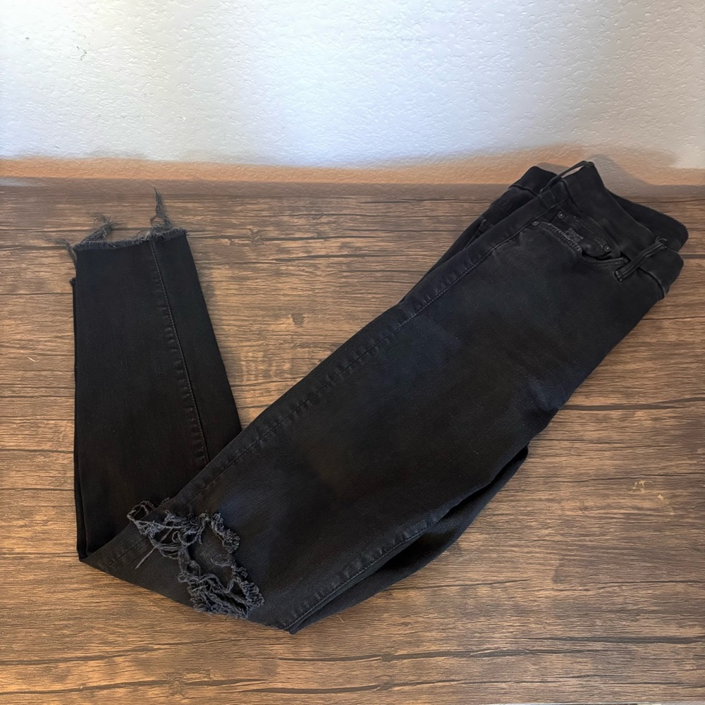 Mother black ankle fray jeans size waist 27
